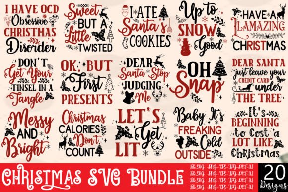 Christmas SVG Bundle: 20 Graphics for T-Shirt Designs