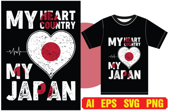 Japan Flag Typography Graphics for T-Shirt Designs