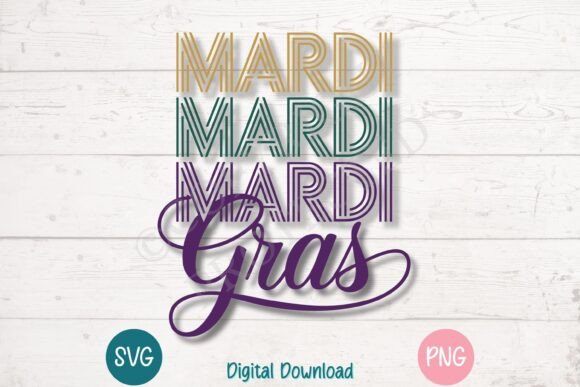 Mardi Gras Stacked Typography: Graphics for T-Shirt Designs